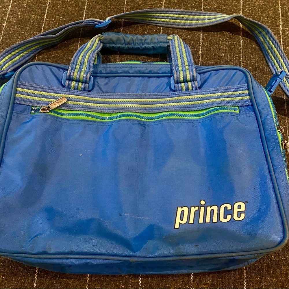Vintage Prince Green and Blue Duffel Bag with Athletic Design